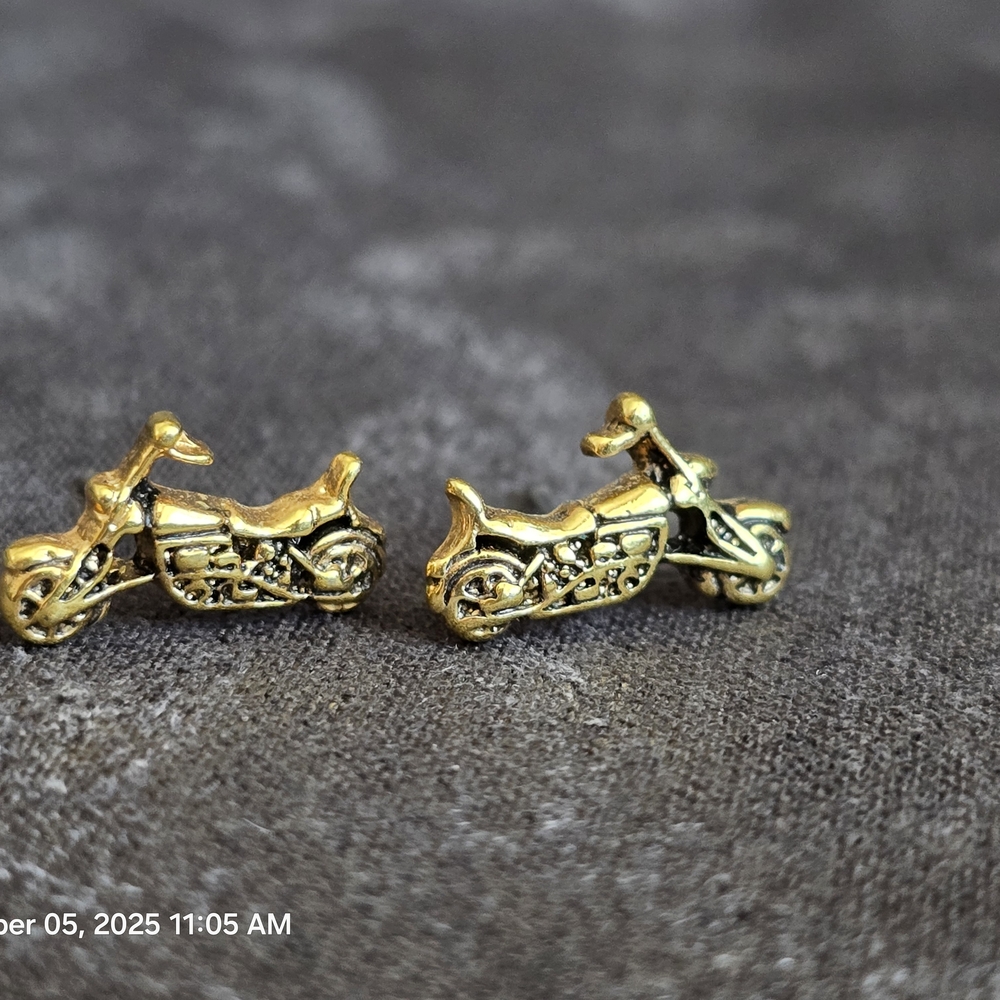 Gold Motorcycle Earrings